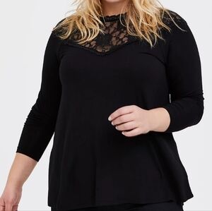 Torrid Super Soft Knit Lace High Neck Tee